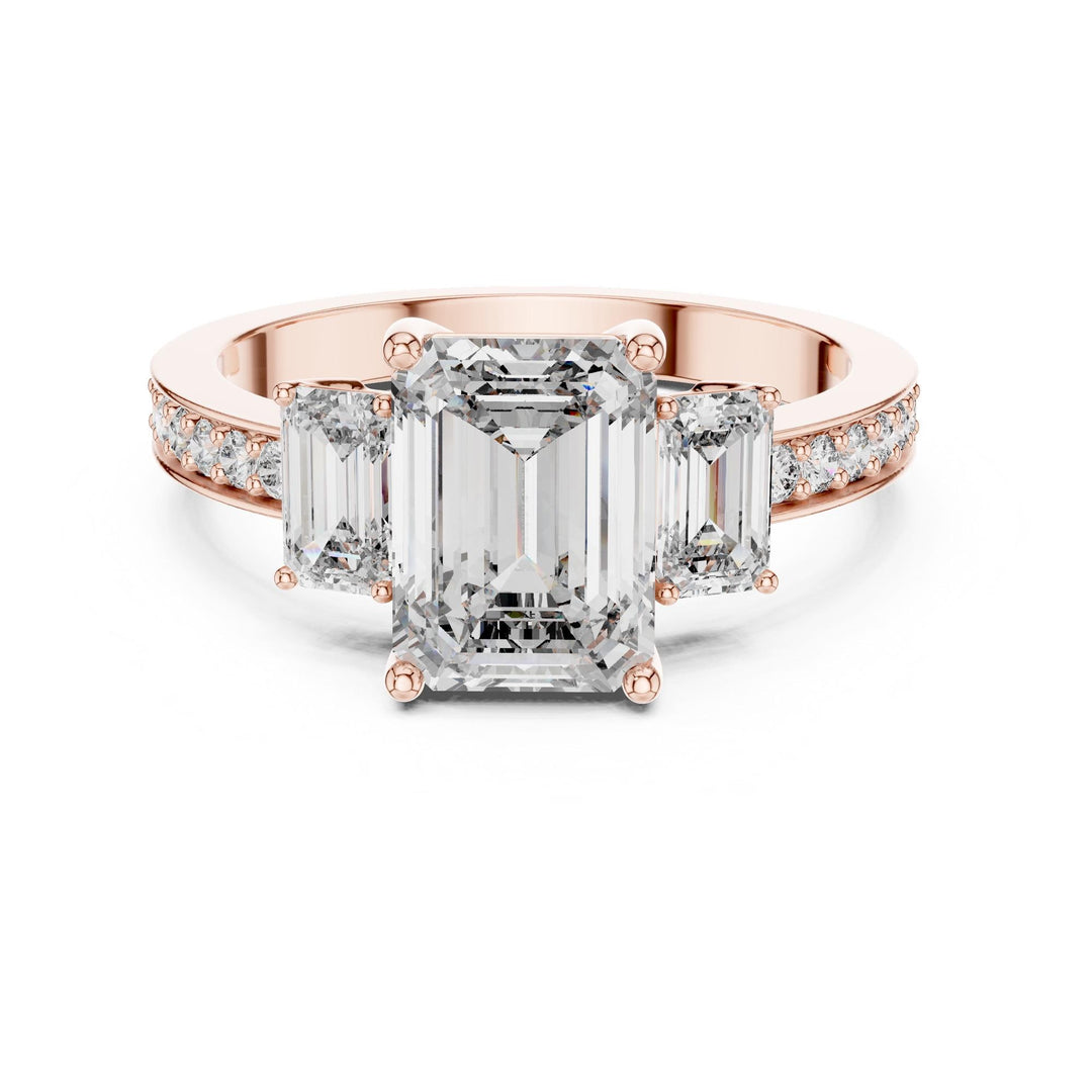 Emerald Cut Lab Grown Diamond Solitaire Ring, 2.66ct Total, Solid Gold
