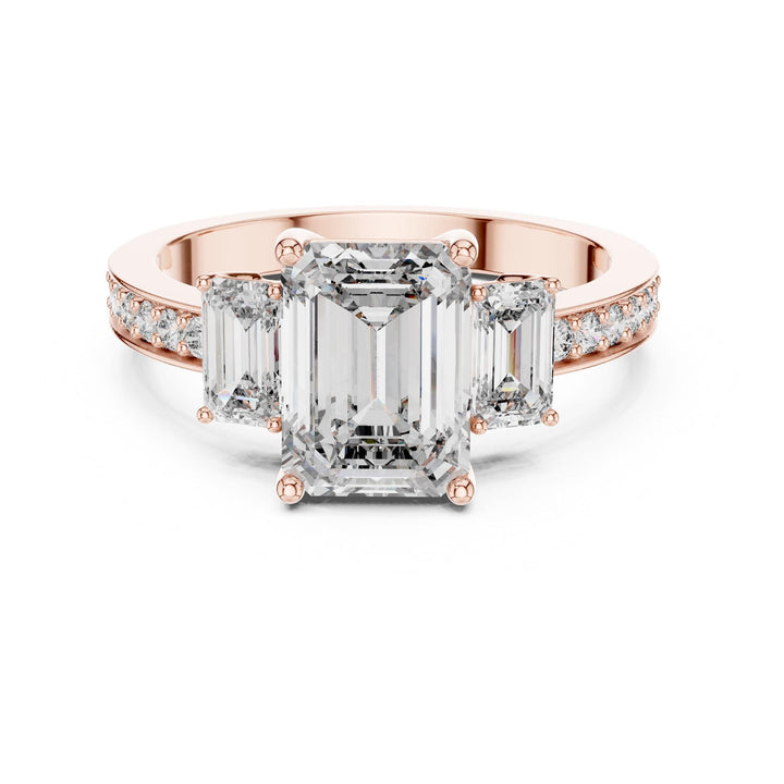 Emerald Cut Lab Grown Diamond Solitaire Ring, 2.66ct Total, Solid Gold