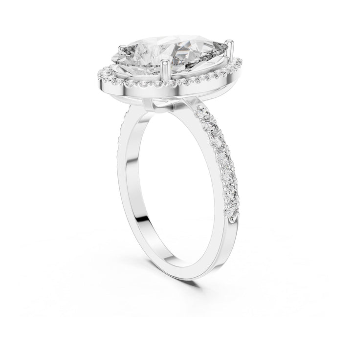 Pear Cut Lab Grown Diamond Solitaire Ring, 4.47ct Total, Solid Gold