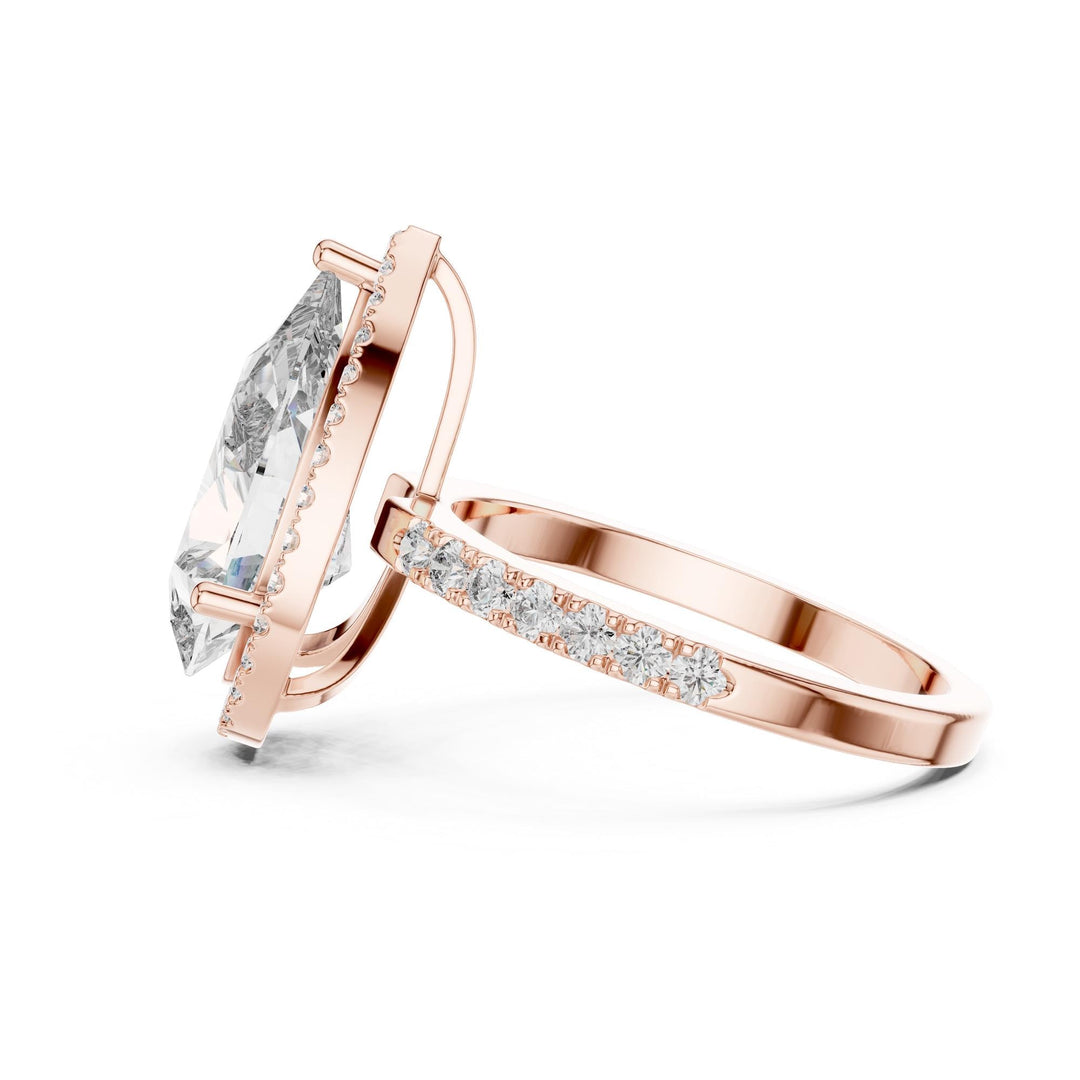 Pear Cut Lab Grown Diamond Solitaire Ring, 4.47ct Total, Solid Gold