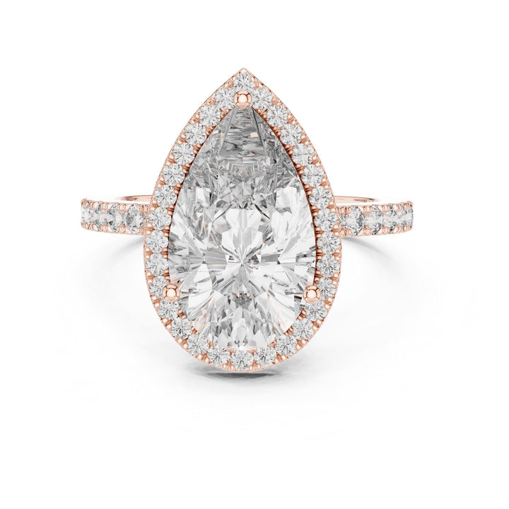 Pear Cut Lab Grown Diamond Solitaire Ring, 4.47ct Total, Solid Gold