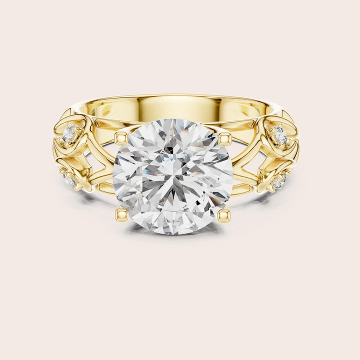 Round Cut Lab Grown Diamond Solitaire Ring, 3.58ct Total, Solid Gold
