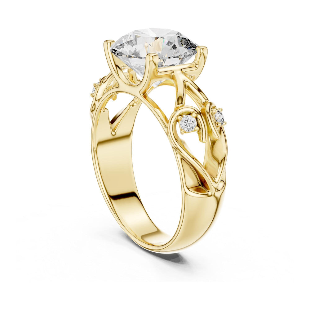 Round Cut Lab Grown Diamond Solitaire Ring, 3.58ct Total, Solid Gold