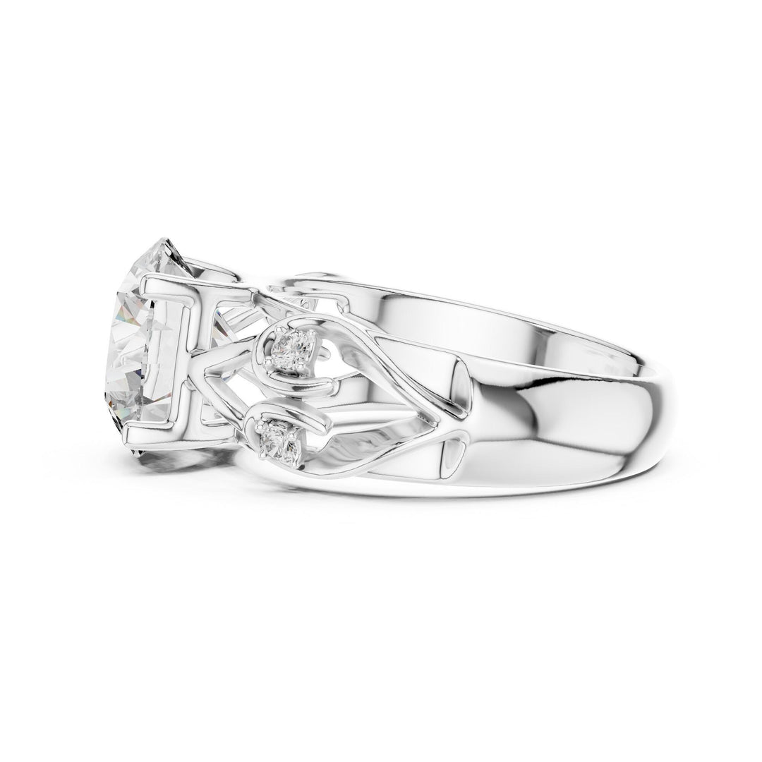 Round Cut Lab Grown Diamond Solitaire Ring, 3.58ct Total, Solid Gold