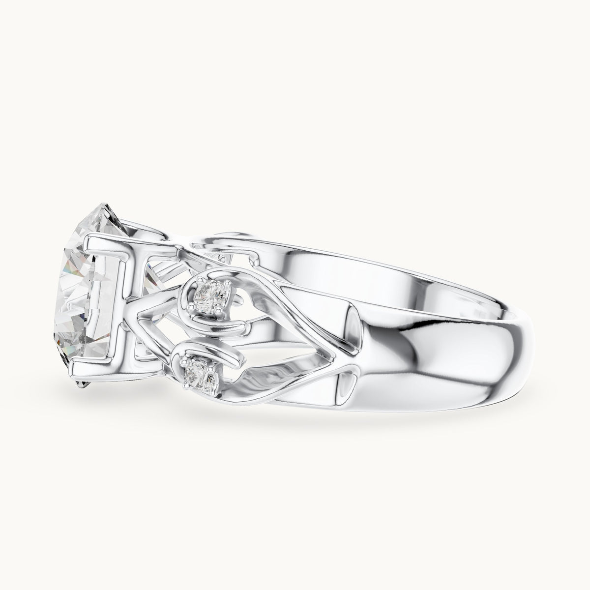 Round cut lab-grown diamond solitaire ring in 14K white gold, 3.58 CT TW, view 2