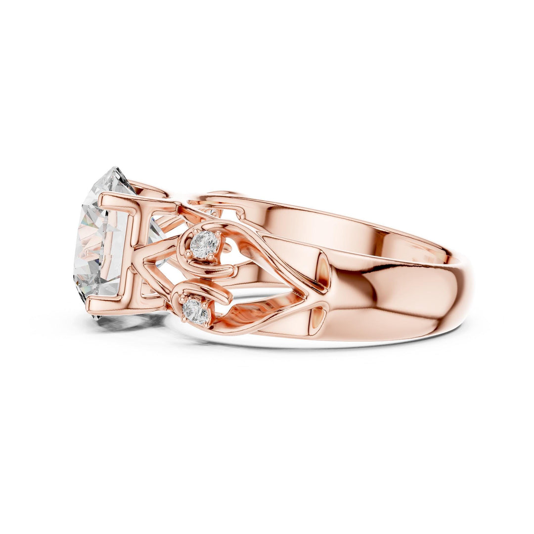 Round Cut Lab Grown Diamond Solitaire Ring, 3.58ct Total, Solid Gold
