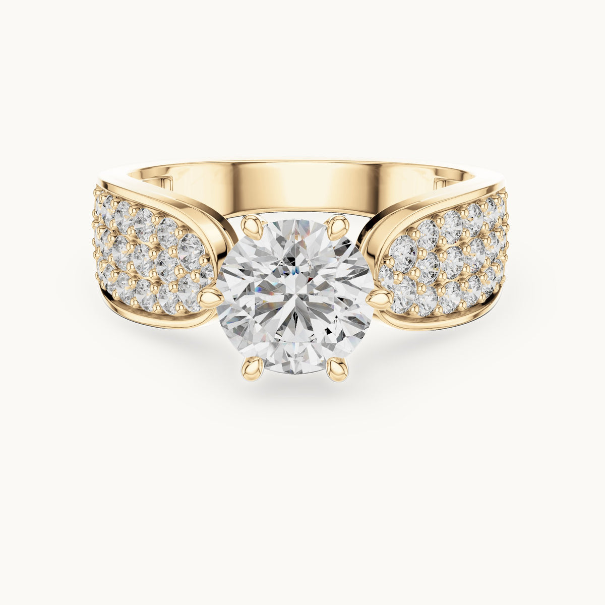 Round cut lab-grown diamond solitaire ring in 14K yellow gold, 1.53 CT TW, view 1
