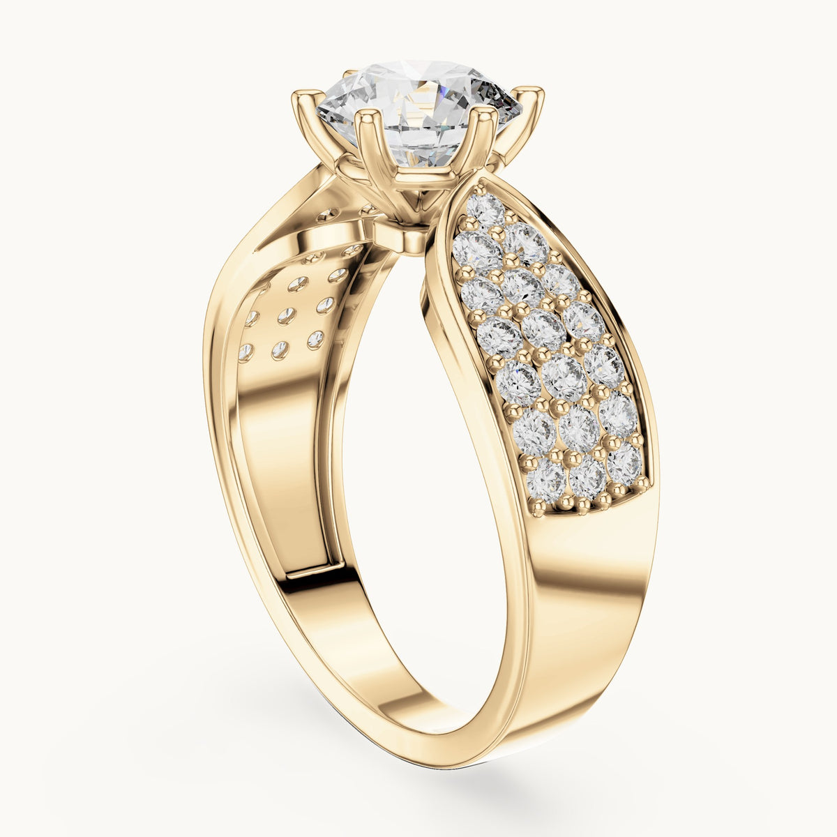 Round cut lab-grown diamond solitaire ring in 14K yellow gold, 1.53 CT TW, view 2