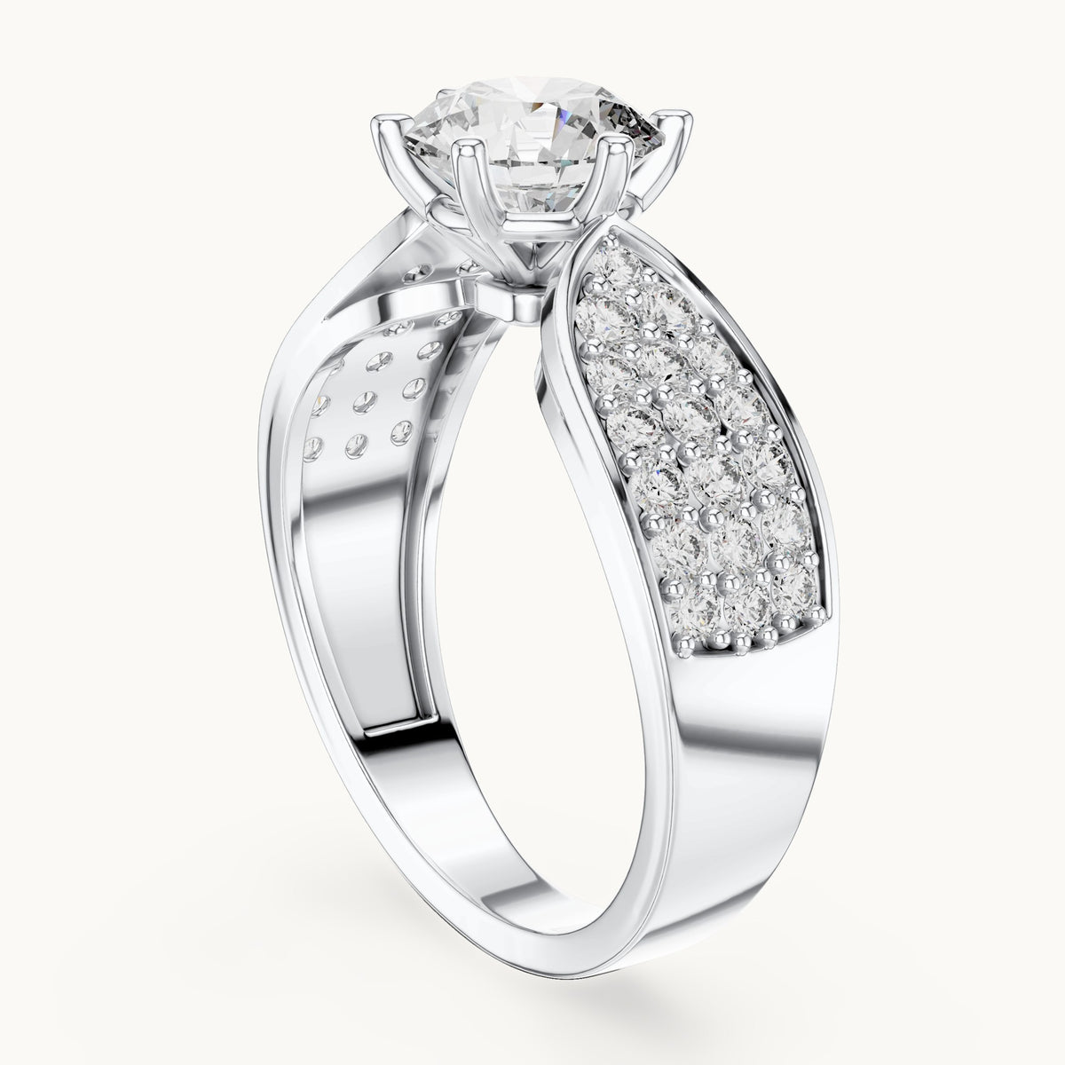 Round cut lab-grown diamond solitaire ring in 14K white gold, 1.53 CT TW, view 1