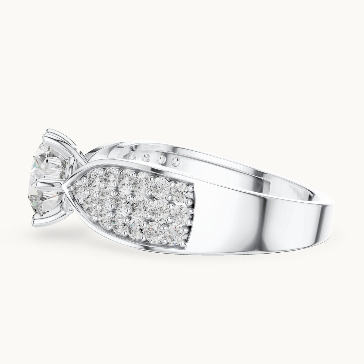 Round cut lab-grown diamond solitaire ring in 14K white gold, 1.53 CT TW, view 2