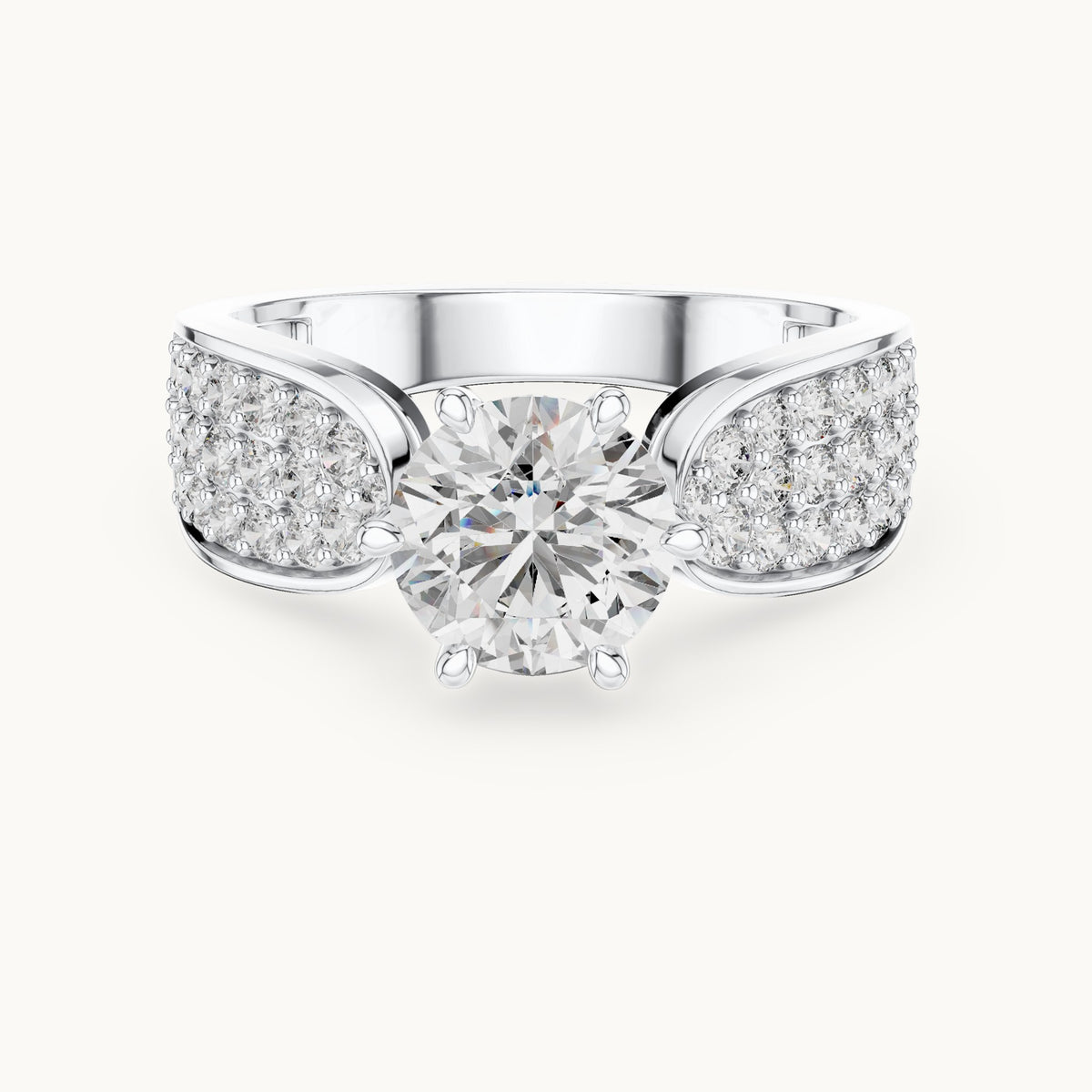 Round cut lab-grown diamond solitaire ring in 14K white gold, 1.53 CT TW, view 3