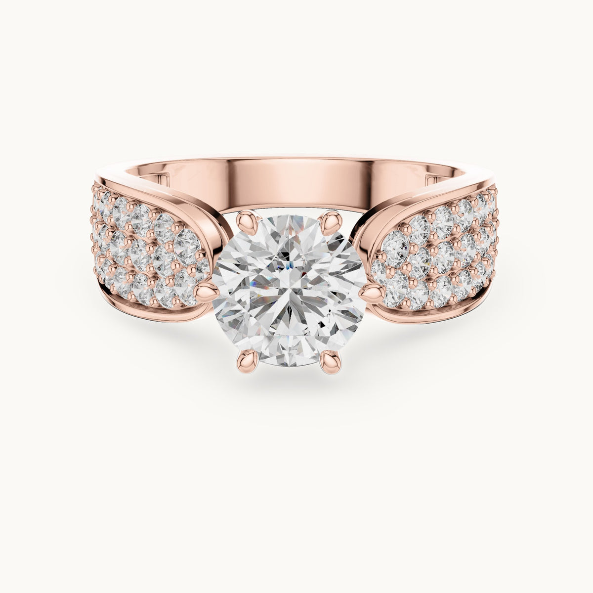 Round cut lab-grown diamond solitaire ring in 14K rose gold, 1.53 CT TW, view 3