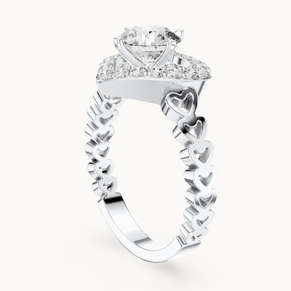 Round cut lab-grown diamond solitaire ring in 14K white gold, 1.32 CT TW, view 1