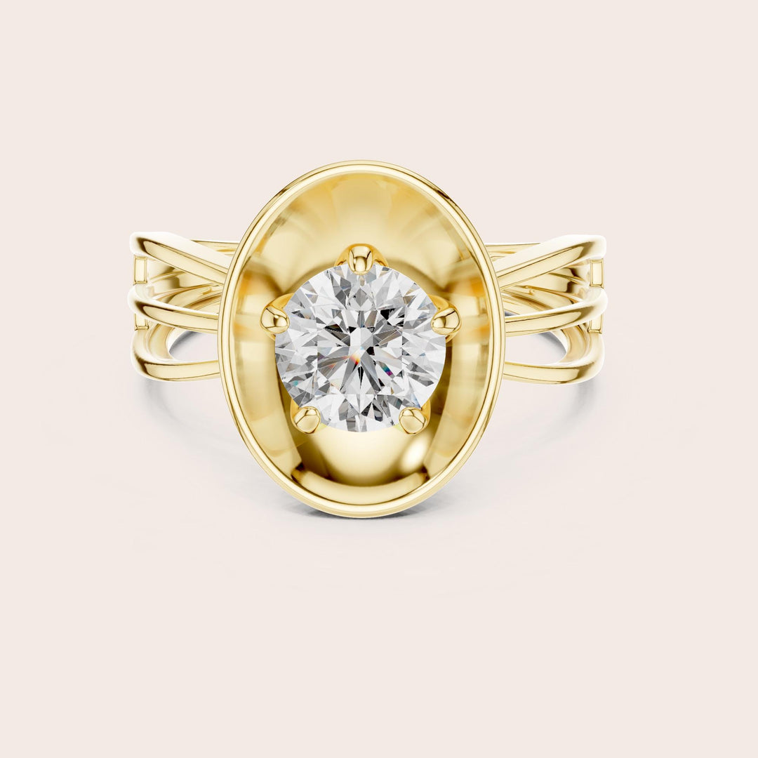 Round Cut Lab Grown Diamond Solitaire Ring, 1.00ct Total, Solid Gold