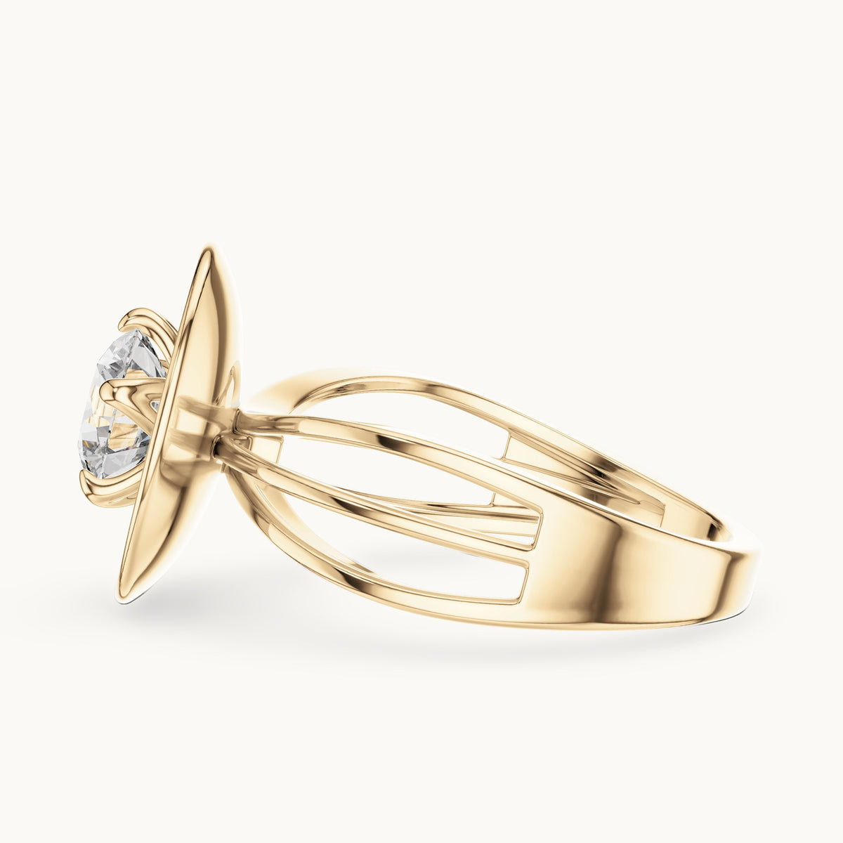 Round cut lab-grown diamond solitaire ring in 14K yellow gold, 1.00 CT TW, view 3