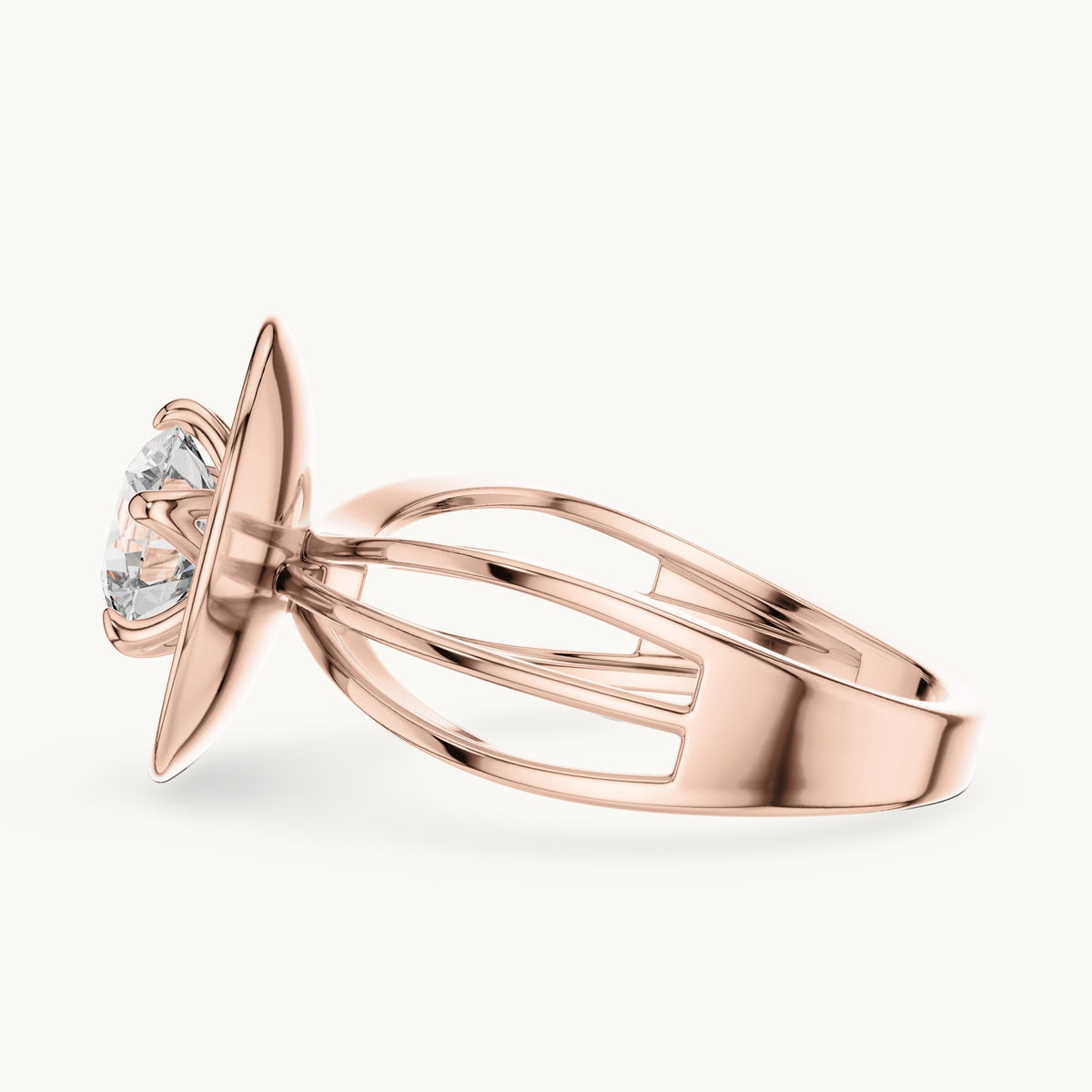 Round cut lab-grown diamond solitaire ring in 14K rose gold, 1.00 CT TW, view 2