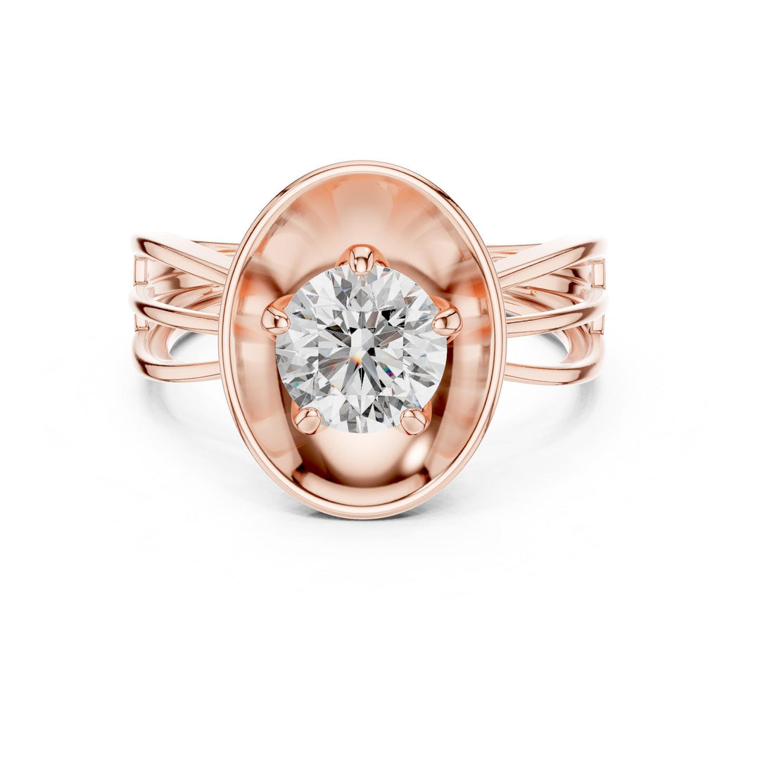 Round Cut Lab Grown Diamond Solitaire Ring, 1.00ct Total, Solid Gold