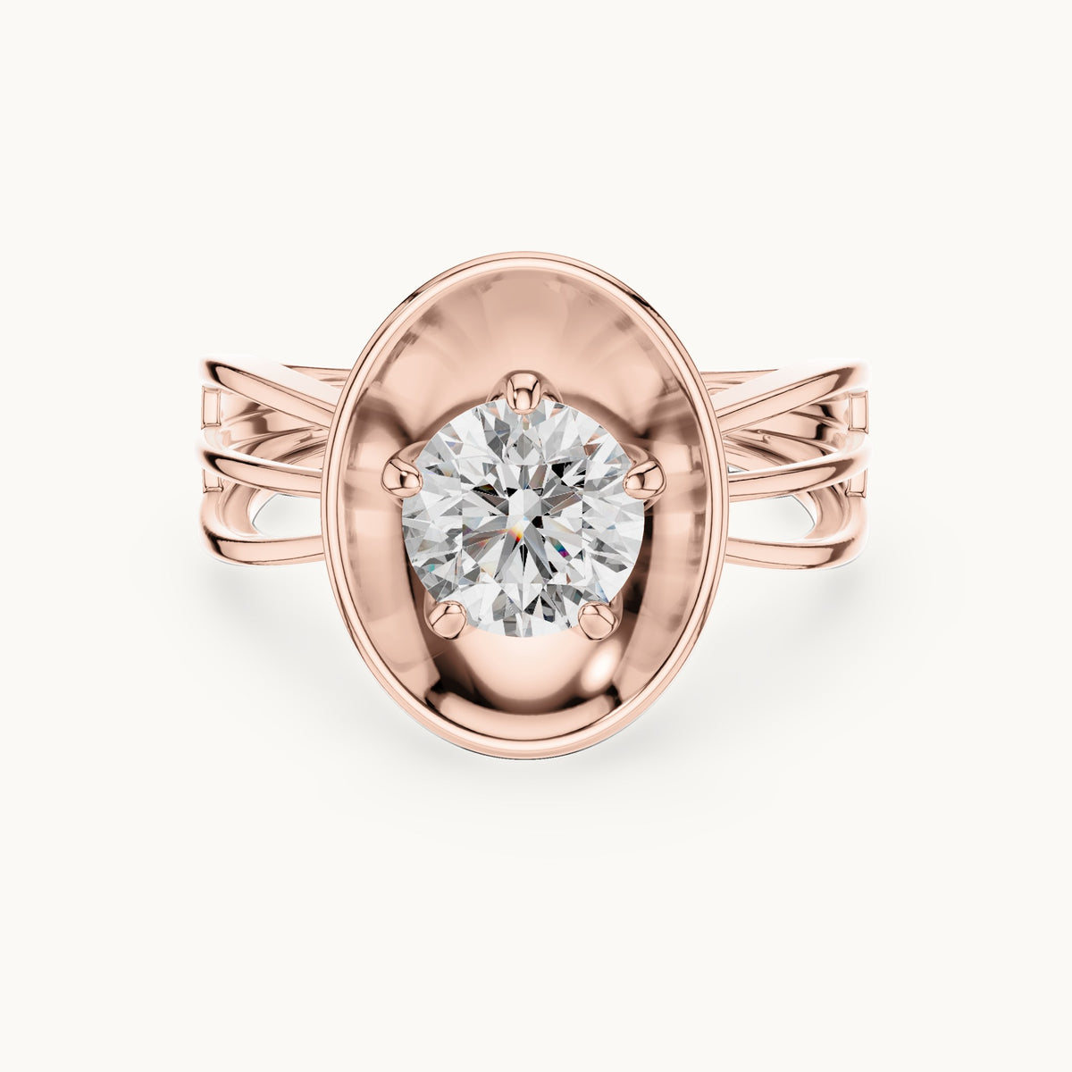 Round cut lab-grown diamond solitaire ring in 14K rose gold, 1.00 CT TW, view 3