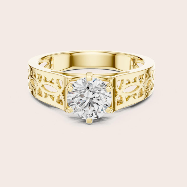 Round Cut Lab Grown Diamond Solitaire Ring, 1.00ct Total, Solid Gold