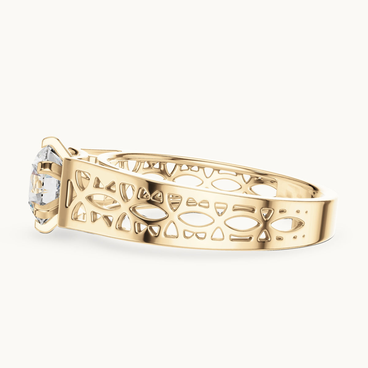 Round cut lab-grown diamond solitaire ring in 14K yellow gold, 1.00 CT TW, view 3