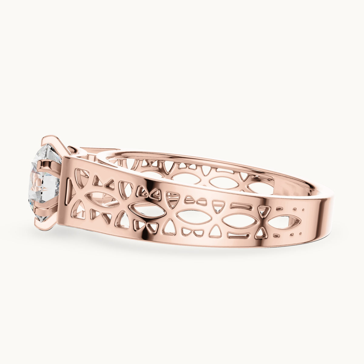 Round cut lab-grown diamond solitaire ring in 14K rose gold, 1.00 CT TW, view 2