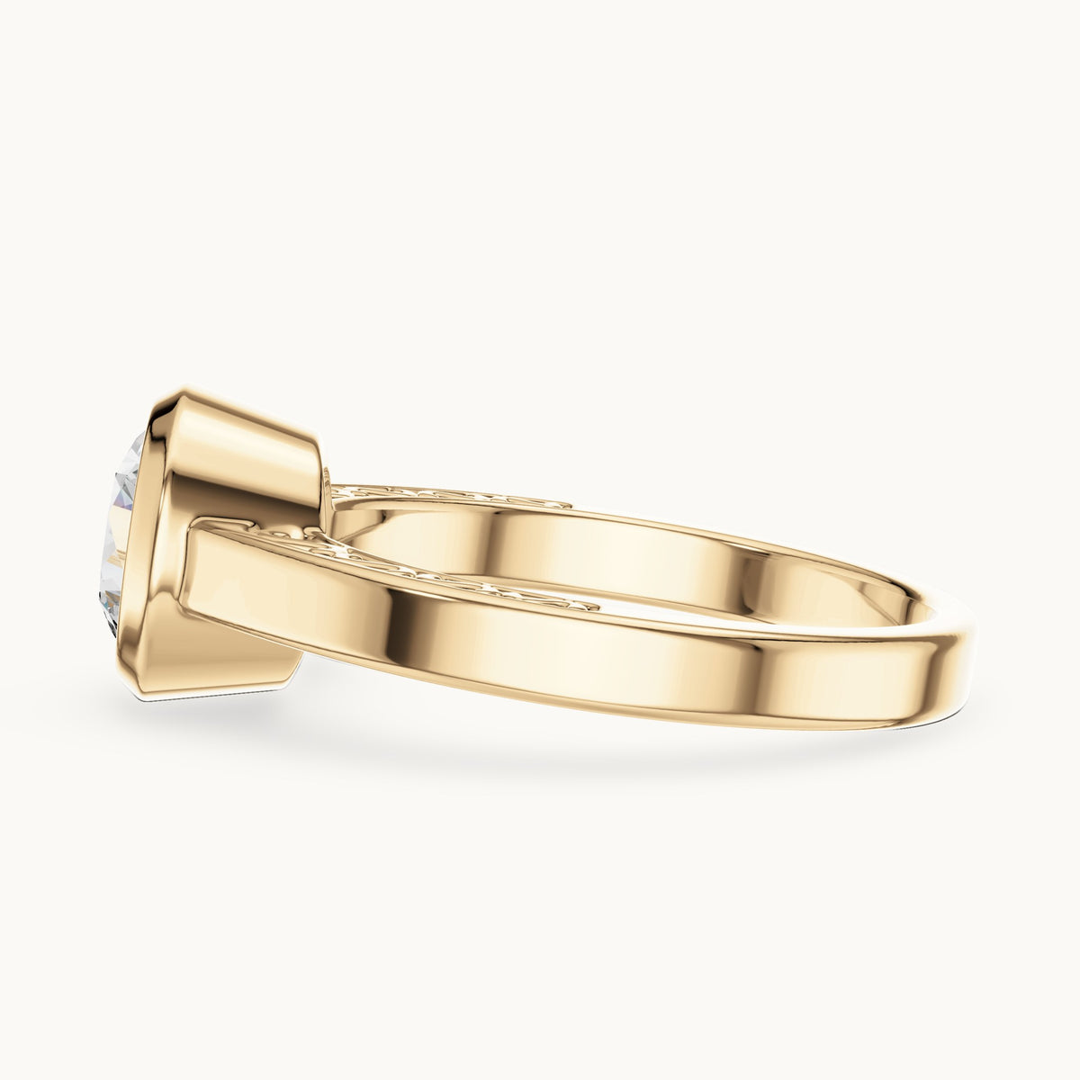Round cut lab-grown diamond solitaire ring in 14K yellow gold, 1.00 CT TW, view 3