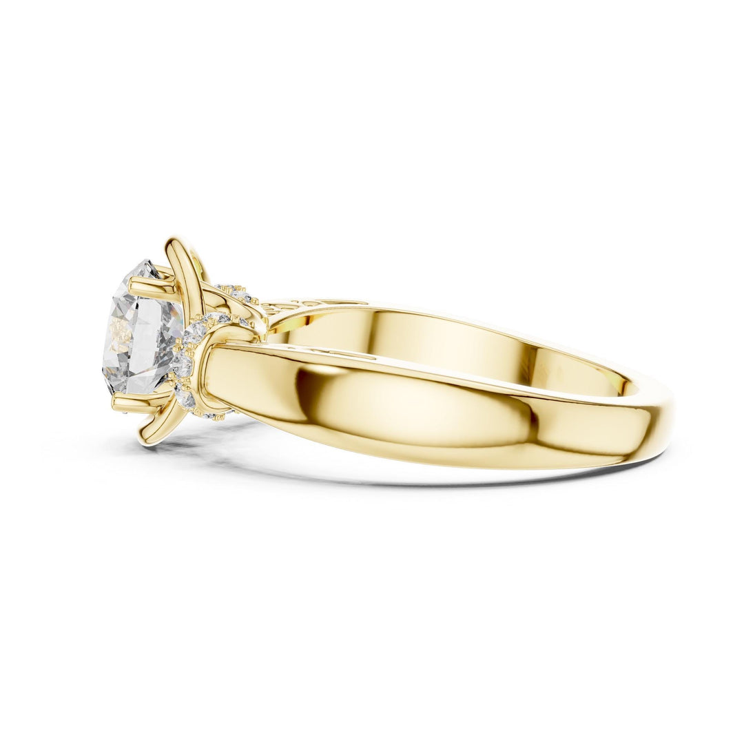 Round Cut Lab Grown Diamond Solitaire Ring, 1.12ct Total, Solid Gold