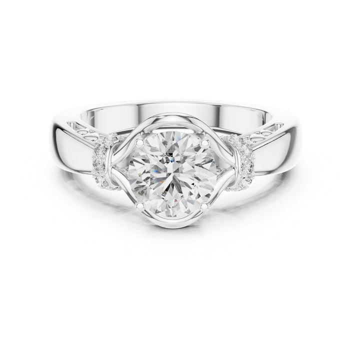 Round Cut Lab Grown Diamond Solitaire Ring, 1.12ct Total, Solid Gold