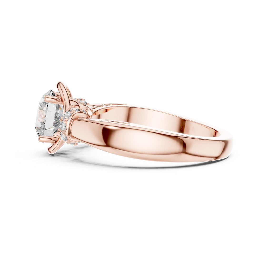 Round Cut Lab Grown Diamond Solitaire Ring, 1.12ct Total, Solid Gold