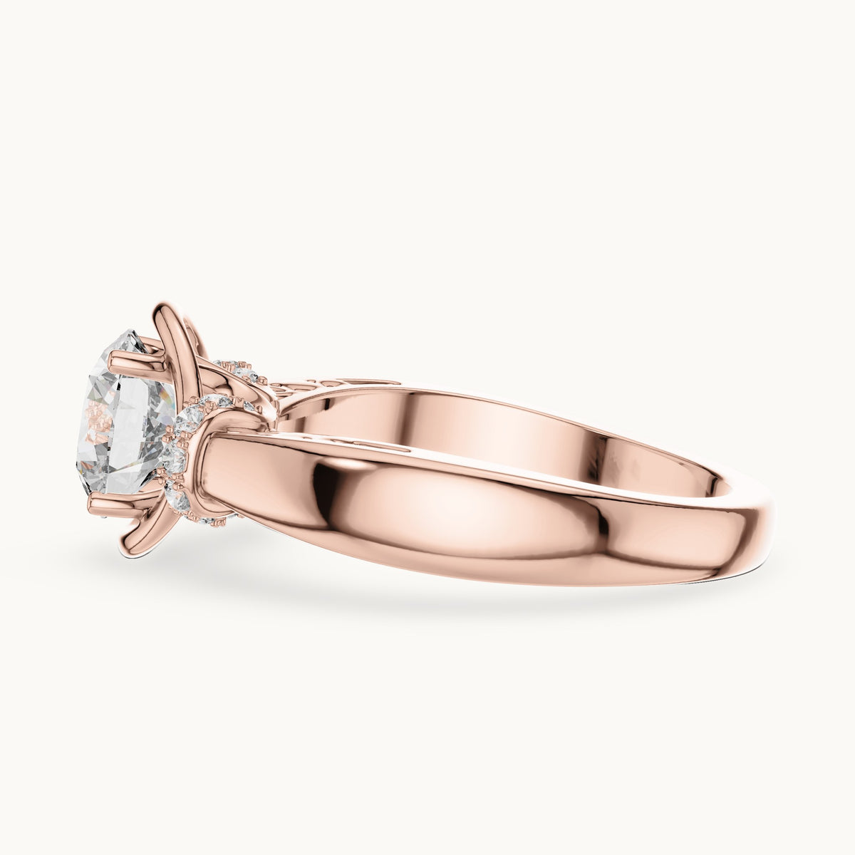 Round cut lab-grown diamond solitaire ring in 14K rose gold, 1.12 CT TW, view 2
