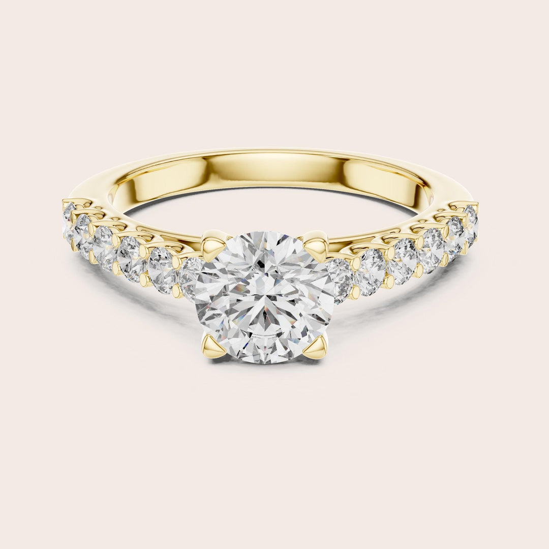 Round Cut Lab Grown Diamond Solitaire Ring, 1.54ct Total, Solid Gold