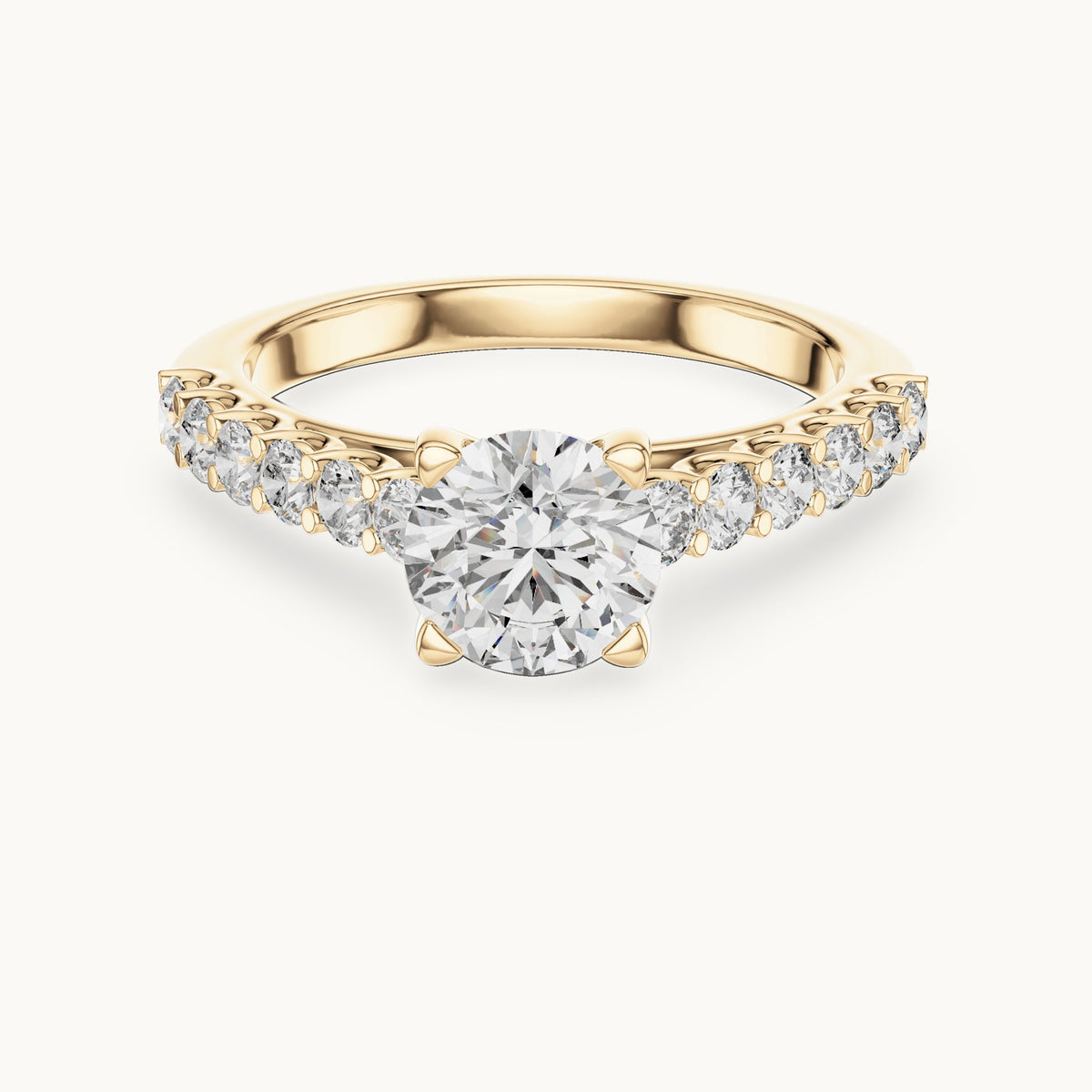 Round cut lab-grown diamond solitaire ring in 14K yellow gold, 1.54 CT TW, view 1