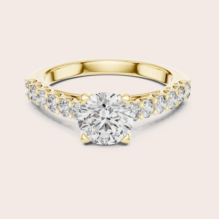 Round Cut Lab Grown Diamond Solitaire Ring, 1.54ct Total, Solid Gold