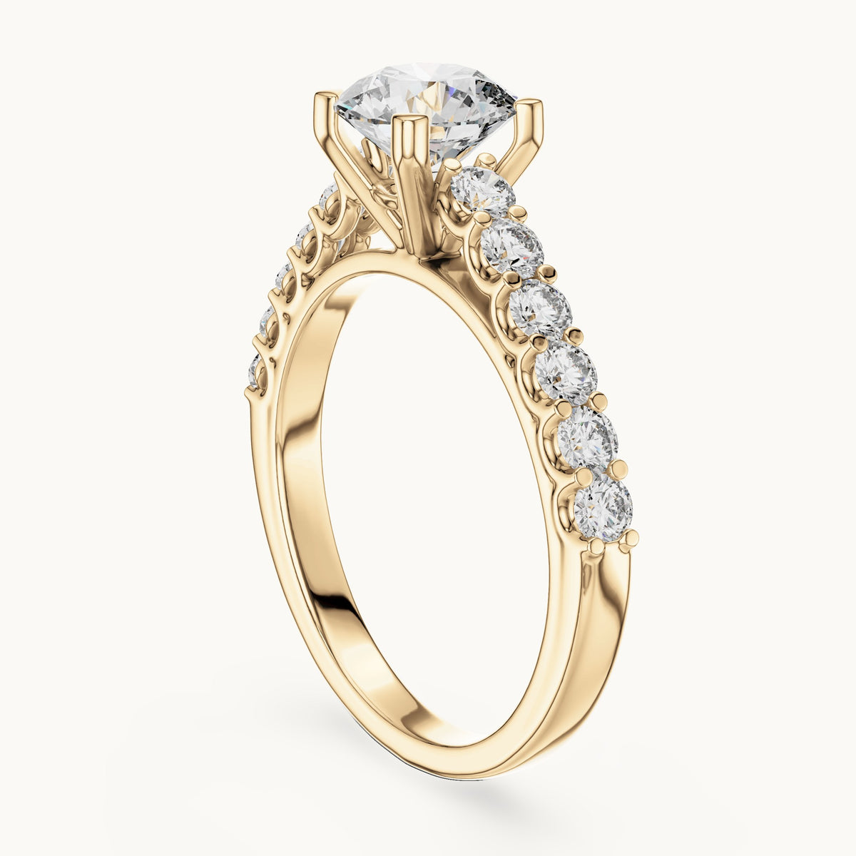 Round cut lab-grown diamond solitaire ring in 14K yellow gold, 1.54 CT TW, view 2