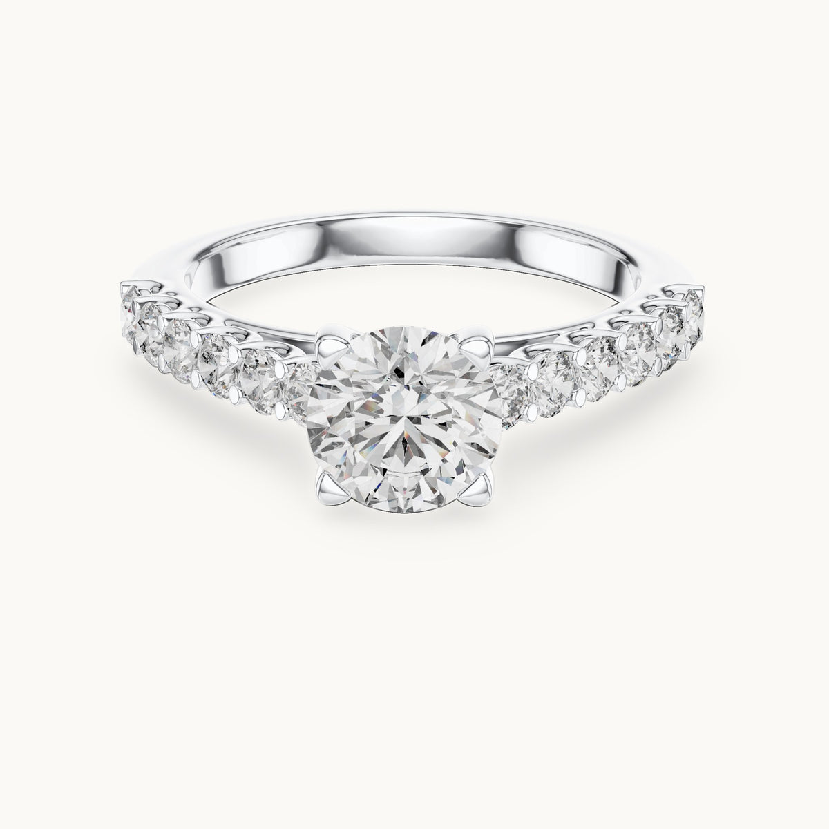 Round cut lab-grown diamond solitaire ring in 14K white gold, 1.54 CT TW, view 3