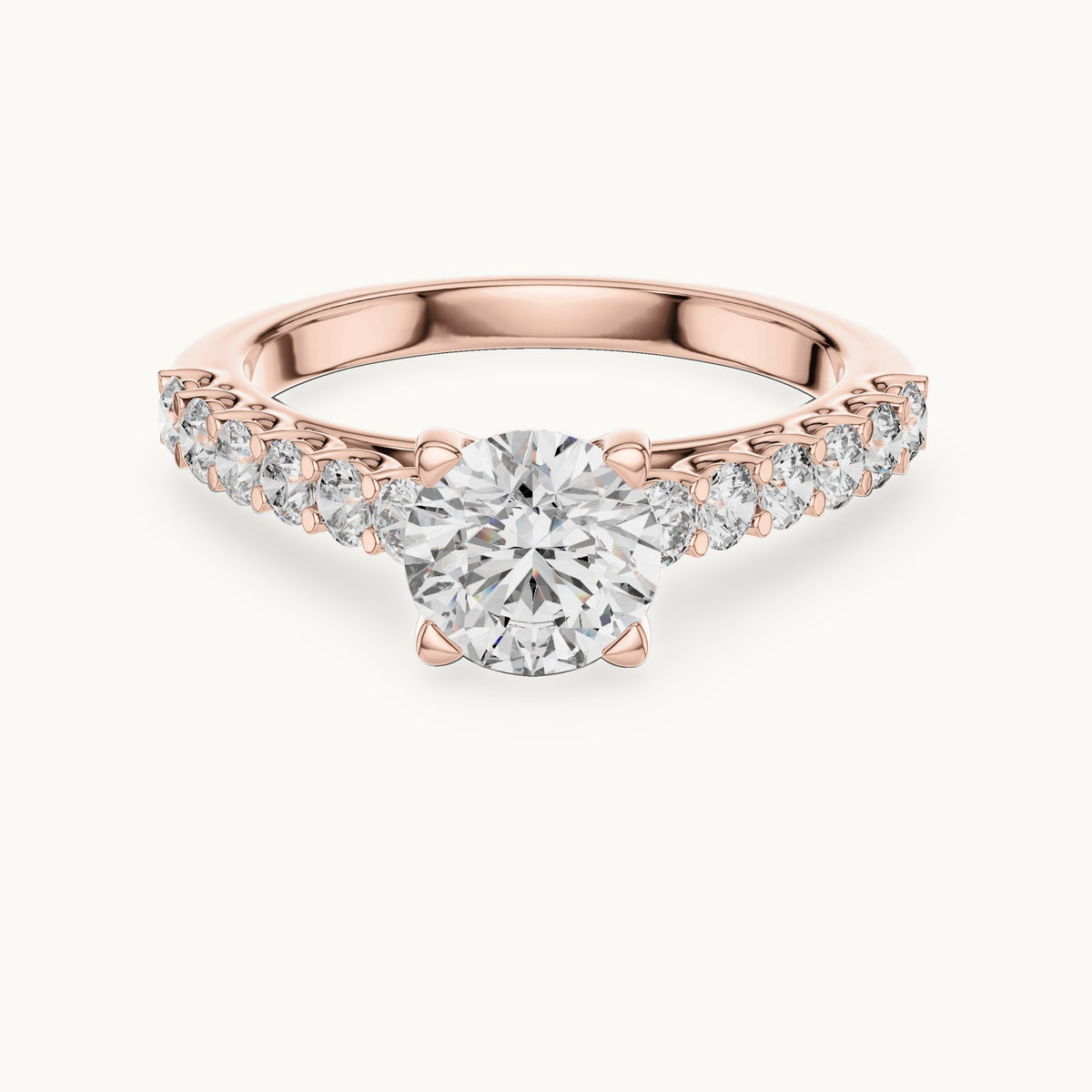 Round cut lab-grown diamond solitaire ring in 14K rose gold, 1.54 CT TW, view 3