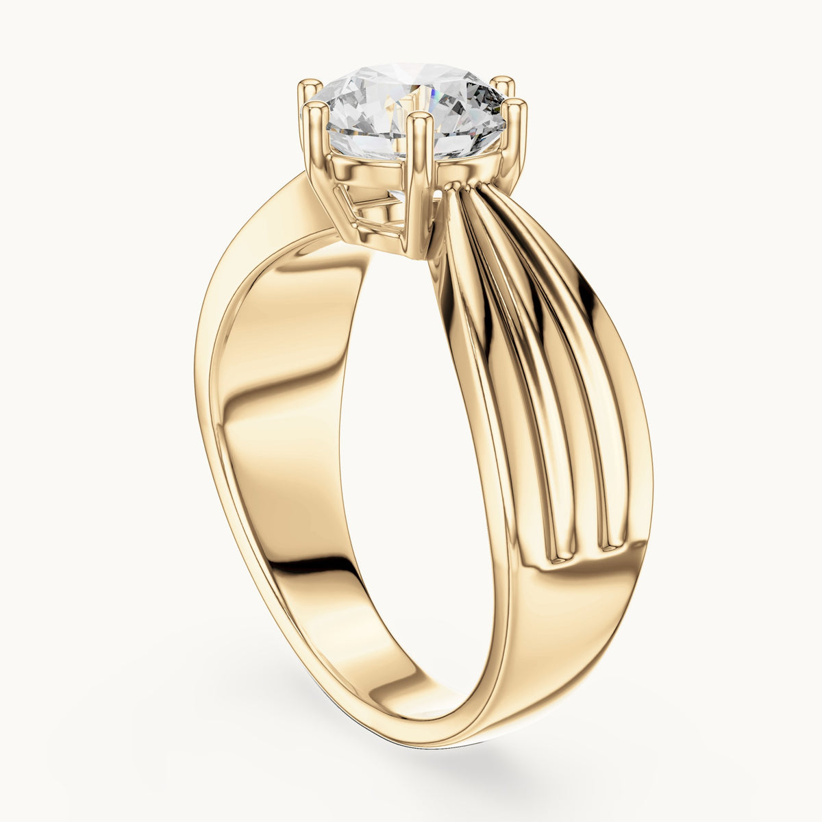 Round cut lab-grown diamond solitaire ring in 14K yellow gold, 1.25 CT TW, view 2