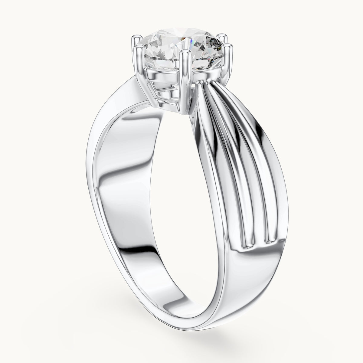 Round cut lab-grown diamond solitaire ring in 14K white gold, 1.25 CT TW, view 1