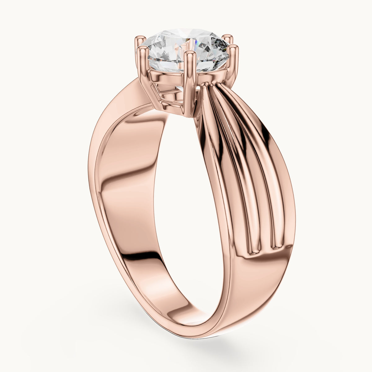 Round cut lab-grown diamond solitaire ring in 14K rose gold, 1.25 CT TW, view 1