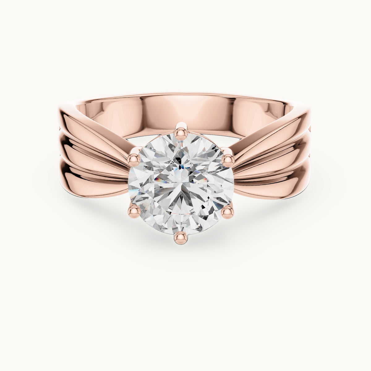 Round cut lab-grown diamond solitaire ring in 14K rose gold, 1.25 CT TW, view 3