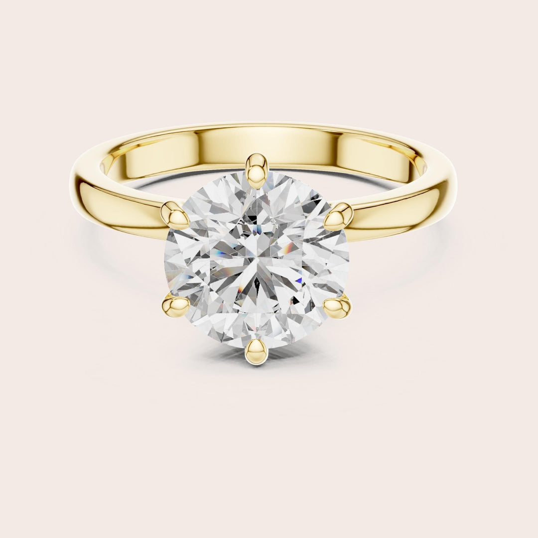 Round Cut Lab Grown Diamond Solitaire Ring, 2.15ct Total, Solid Gold