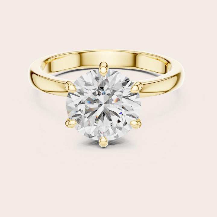 Round Cut Lab Grown Diamond Solitaire Ring, 2.15ct Total, Solid Gold