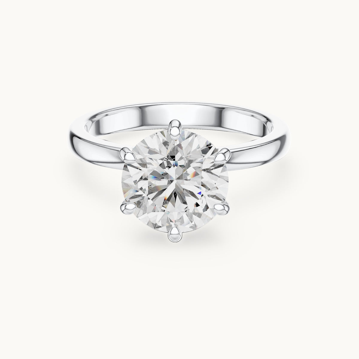 Round cut lab-grown diamond solitaire ring in 14K white gold, 2.15 CT TW, view 3