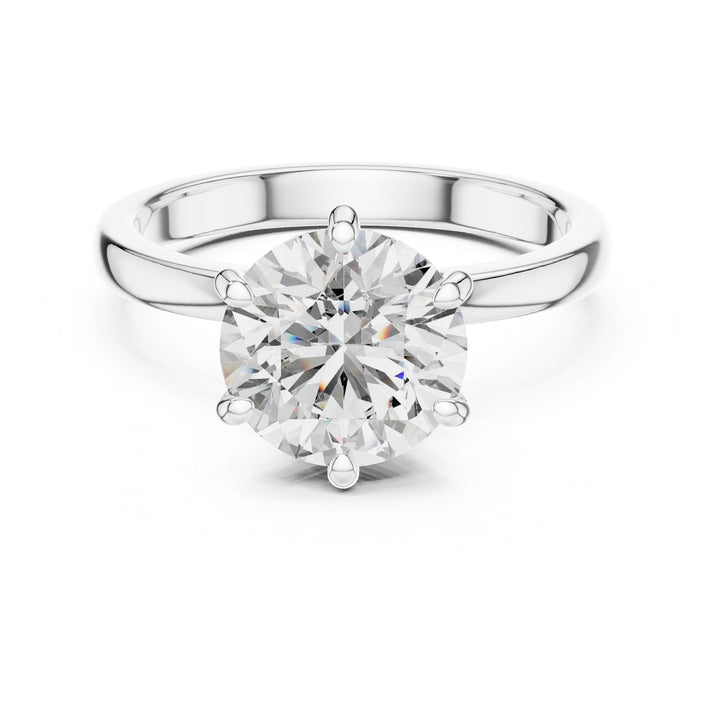 Round Cut Lab Grown Diamond Solitaire Ring, 2.15ct Total, Solid Gold