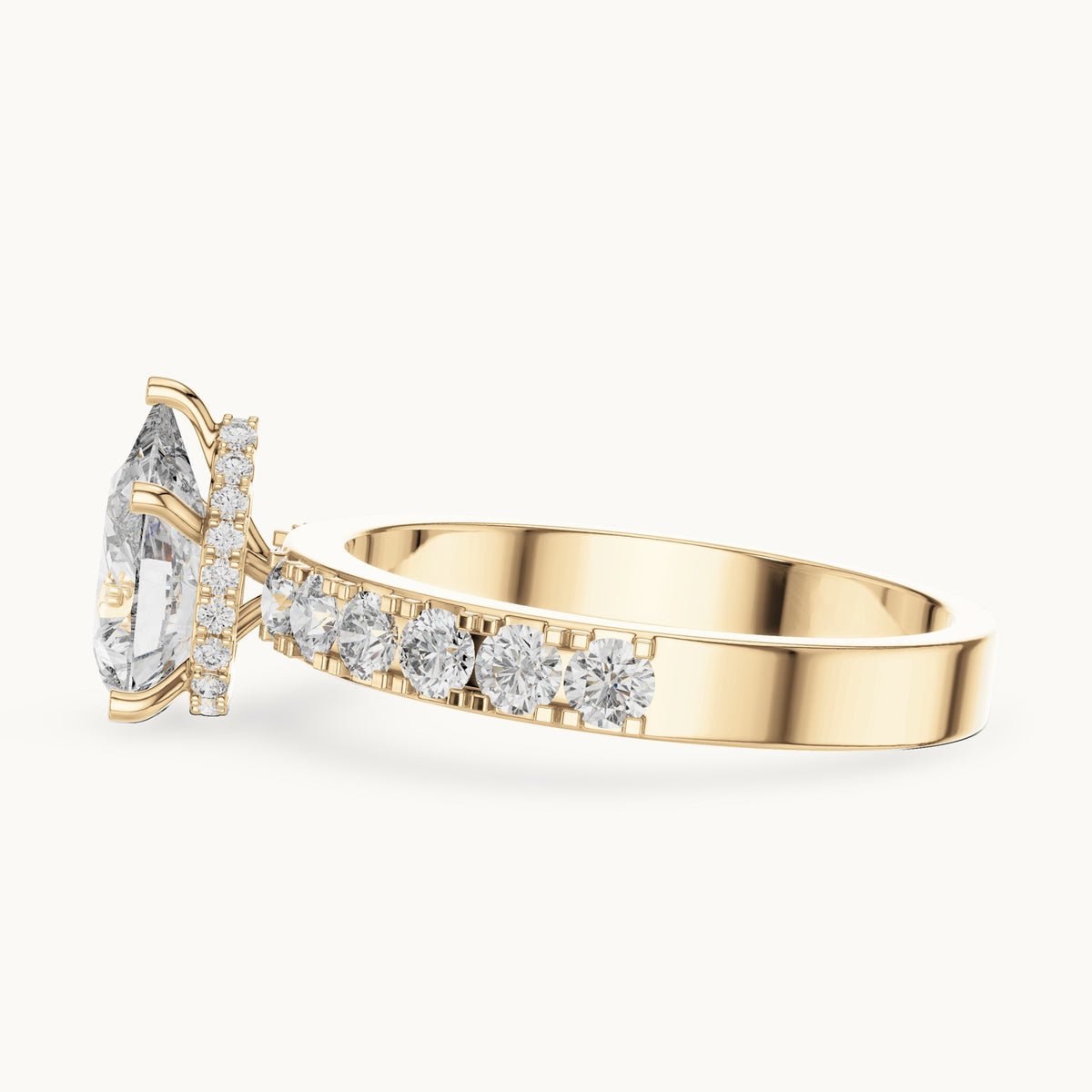 Pear cut lab-grown diamond solitaire ring in 14K yellow gold, 1.72 CT TW, view 3