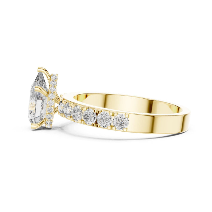 Pear Cut Lab Grown Diamond Solitaire Ring, 1.72ct Total, Solid Gold