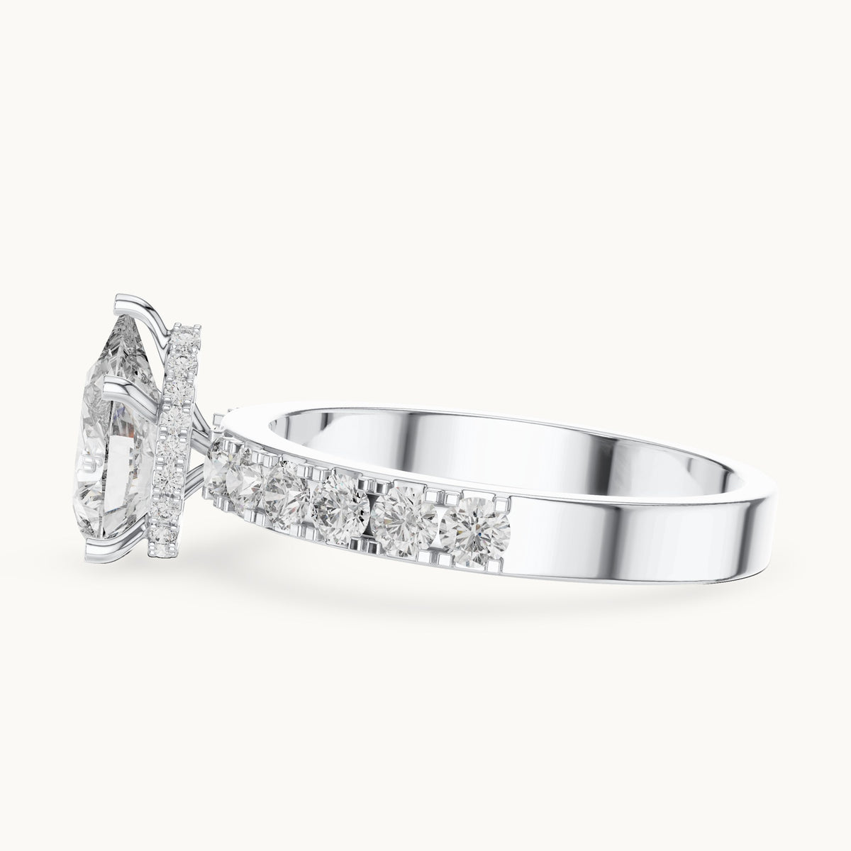 Pear cut lab-grown diamond solitaire ring in 14K white gold, 1.72 CT TW, view 2