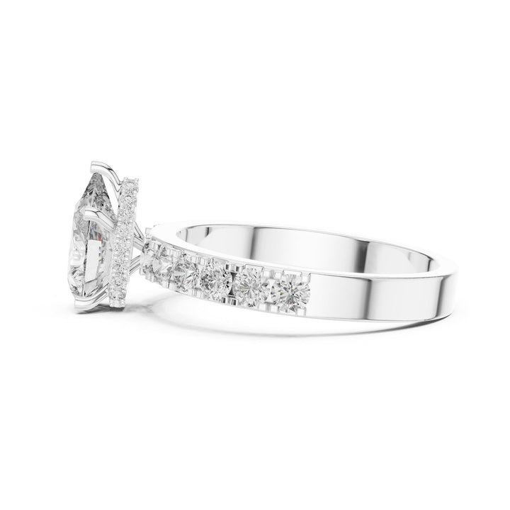 Pear Cut Lab Grown Diamond Solitaire Ring, 1.72ct Total, Solid Gold