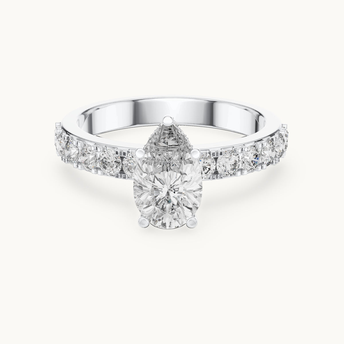 Pear cut lab-grown diamond solitaire ring in 14K white gold, 1.72 CT TW, view 3