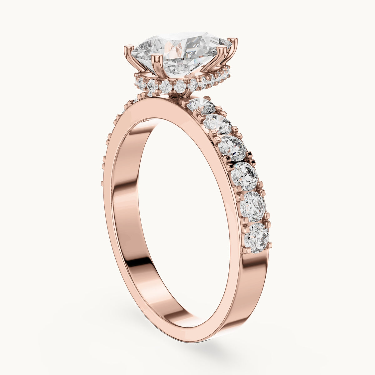Pear cut lab-grown diamond solitaire ring in 14K rose gold, 1.72 CT TW, view 1